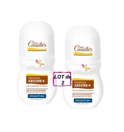 48H ACTION DEODORANT ABSORB + ROLL ON - ROGÉ CAVAILLÈS pack of 2 * 50 ml