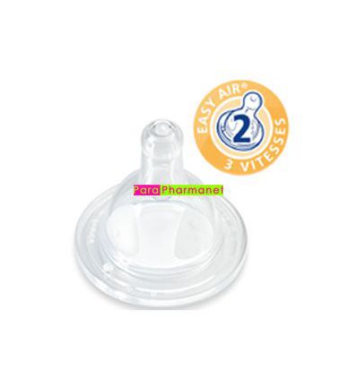 Teat silicone wide collar by 2 from 0 - 6 months flow 2 DODIE baby