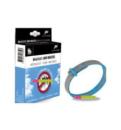 Bracelet Anti-Insectes Naturel Bleu/Gris PharmaVoyage